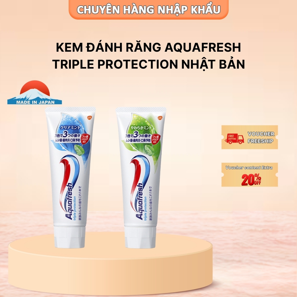 Kem Đánh Răng Aquafresh Nhật 140g Làm Sạch Giúp Răng Trắng Sáng Hơi Thở Thơm Mát