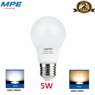(Chính hãng MPE) Bóng Đèn LED Bulb E27 -Ánh sáng trắng/vàng - 5w, cao cấp ( tiêu chuẩn châu âu)