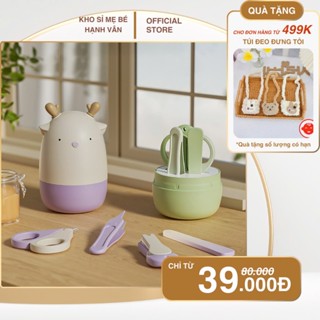 Bộ Cắt Móng Tay 4 chi tiết Cho Bé Sơ Sinh Đa Năng An Toàn Cho Bé Kèm Hộp Đựng Hình Hươu đáng yêu