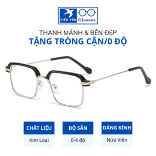  Kính cận có độ cho nam nữ gọng nhựa nữa viền vuông đủ độ -0.0 đến -4.0 mã 5103 - Tiểu Yến 