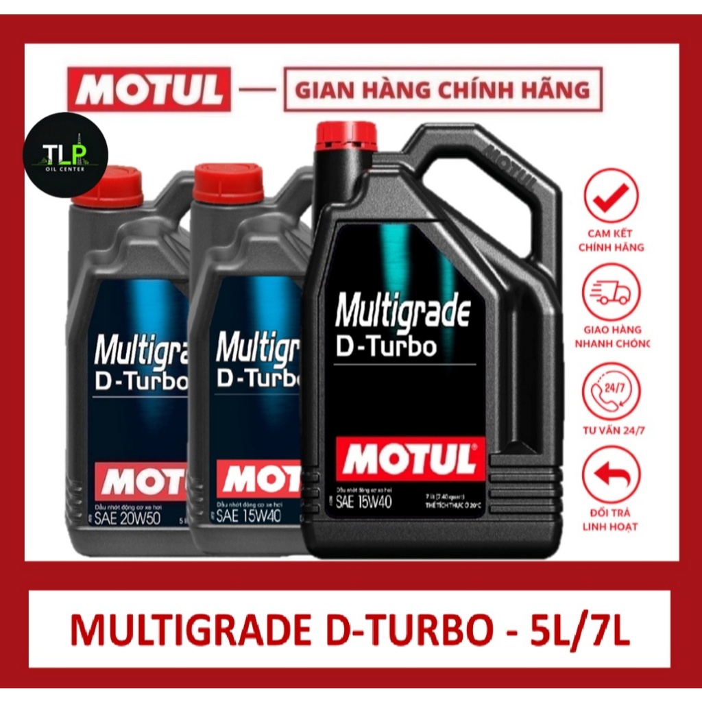 DẦU NHỚT DÀNH CHO XE OTO MÁY DẦU MOTUL MULTIGRADE D-TURBO 15W40/20W50 5L/7L