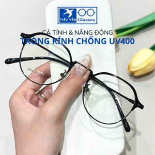  Gọng kính cận 0 độ thời trang nam nữ kiểu dáng nhựa nữa viền tròn bầu mã 9818 - Tiểu Yến 