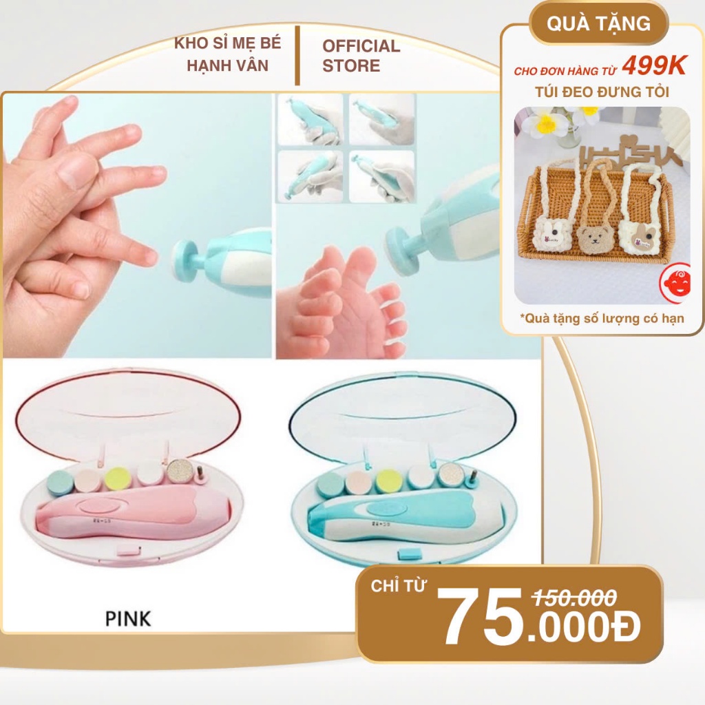 Máy mài móng, cắt móng tay chân cho bé chạy pin không gây tiếng ồn có 6 đầu thay thế an toàn cho bé
