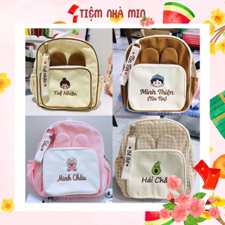   Balo Thêu tên  Tặng Kèm Tag  Balo Tai Thỏ đi học đi chơi Balo đi Mẫu Giáo thêu theo yêu cầu  BLT-03  - Tiệm Nhà Min 
