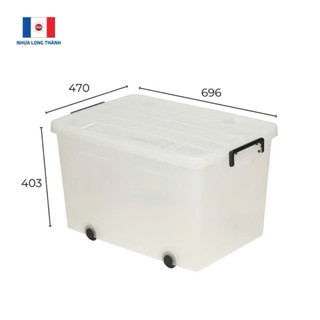  Thùng nhựa trong 95 lít cớ bánh xe Long Thành 