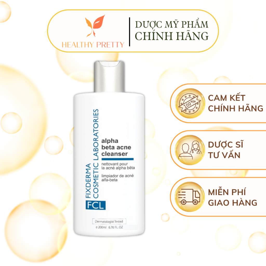 [FIXDERMA] Sữa Rửa Mặt Dành Cho Da Dầu Mụn, Kiểm Soát Dầu Nhờn - FCL Alpha Beta Acne Cleanser 200ml