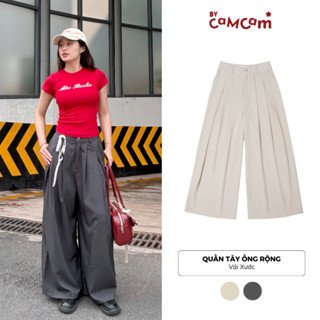    SALE SINH NHẬT   Quần Tây Basic 2025 Ống Rộng Bycamcam Hack Dáng Đứng Form Quần Tây Đi Làm Đi Học Basic Cho Nữ QTD007 