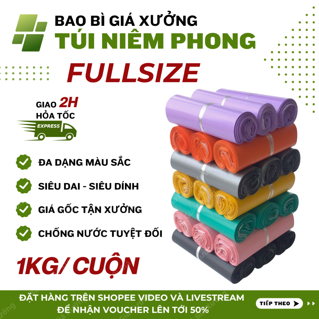 1Kg Túi Niêm Phong Đủ Size Đủ Màu Chống Nước, Siêu Dính, Siêu Dai - Bao Bì Giá Xưởng
