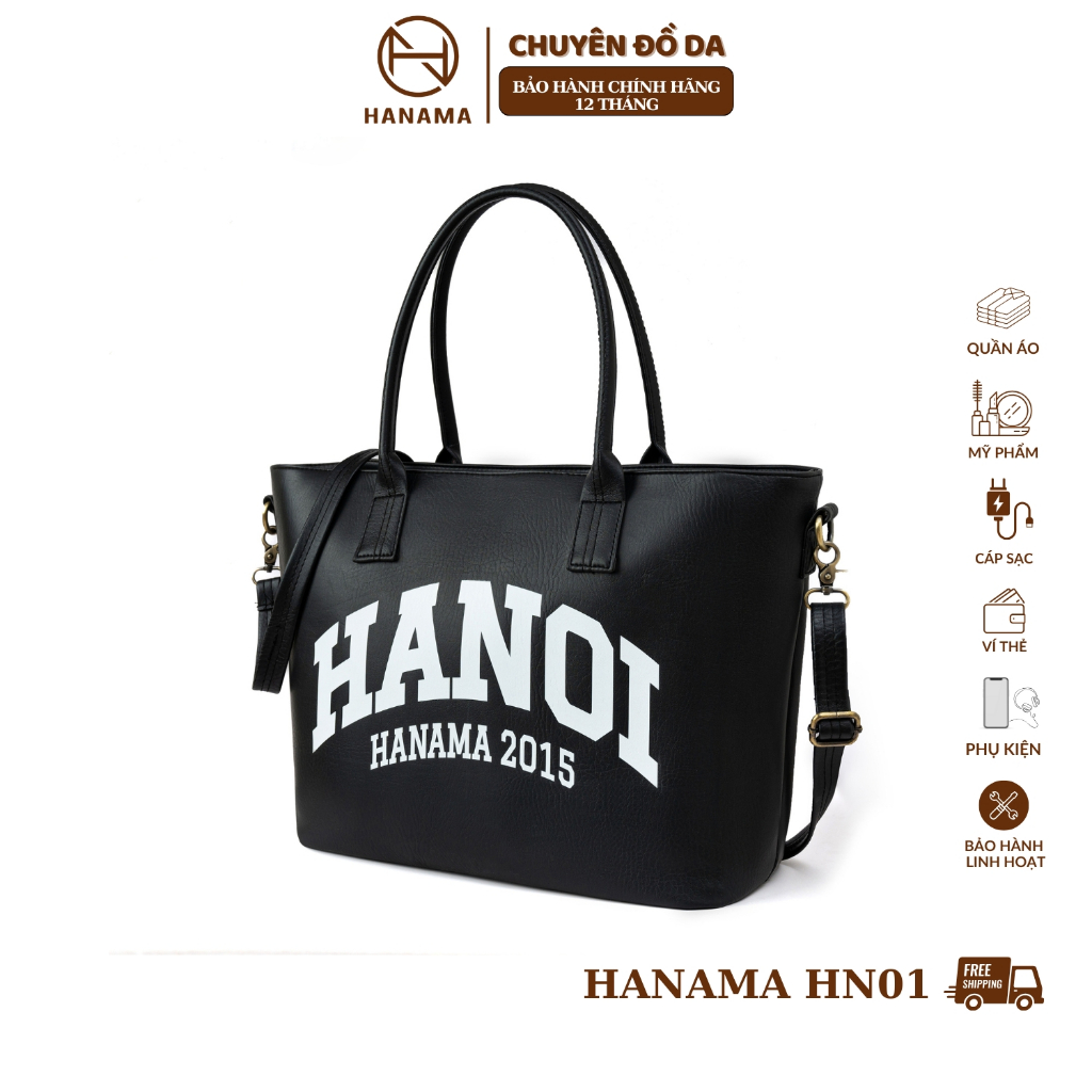 [GIÁ TRI ÂN] _Túi xách Hanama nam nữ thời trang cao cấp HN01 Da Bag Tote Unisex hai màu nâu - đen | BigBuy360 - bigbuy360.vn