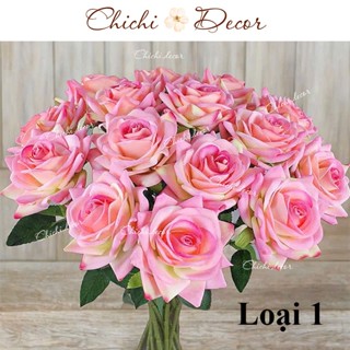 (CÀNH LẺ) hoa hồng lụa cao cấp cành 1 bông (46cm) decor, trang trí nhà cửa