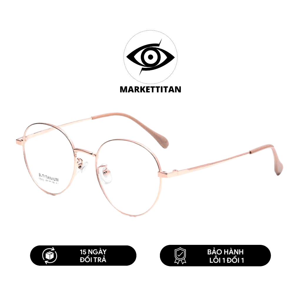 [TITAN IP] Gọng Mắt kính Nữ tròn Titan màu hồng kính Oval Markettitan Gọng Titan thanh mảnh nhẹ