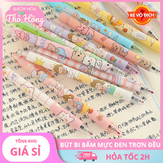 🎁 Combo 3-10 Bút Bi Bấm Cute hoạt hình 🖊️ Ngòi Xanh, Đen, Đỏ – Học Sinh Văn Phòng