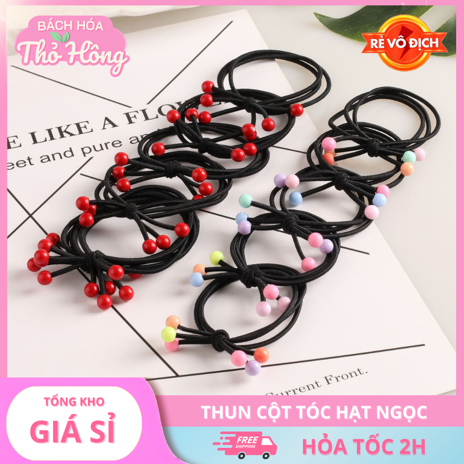 10 Thun Buộc Tóc Cột Tóc Hạt Ngọc