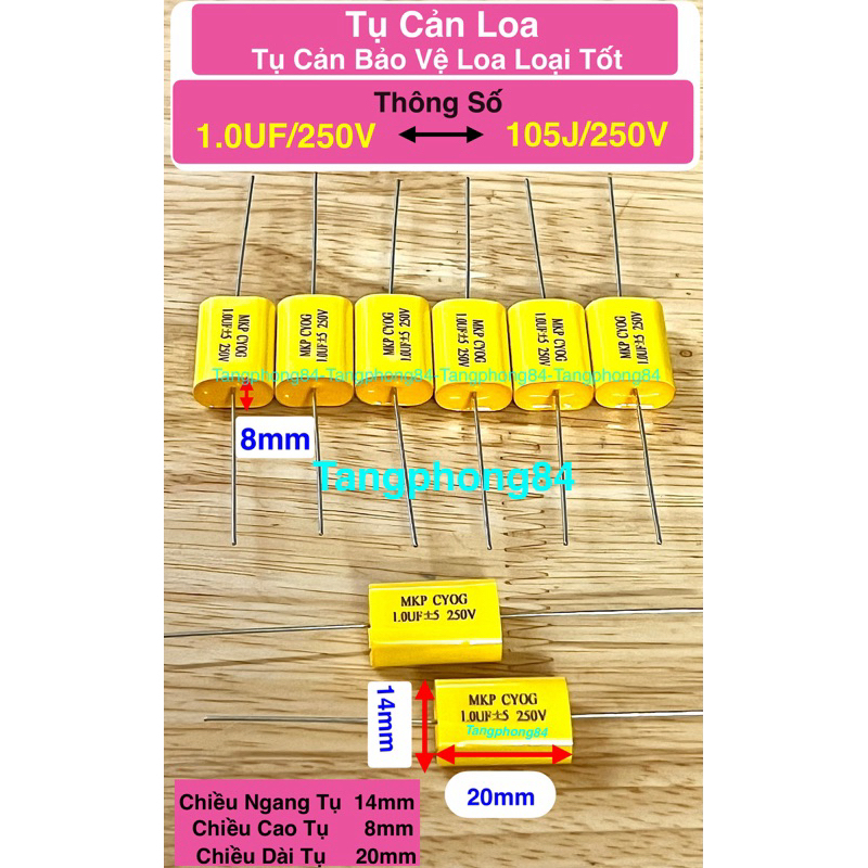 Tụ Cản Loa, Tụ Cản Bảo vệ Loa 105uf/250V - 105J/250V Loại Tốt. Giá Bán 5 Tụ Là 55k