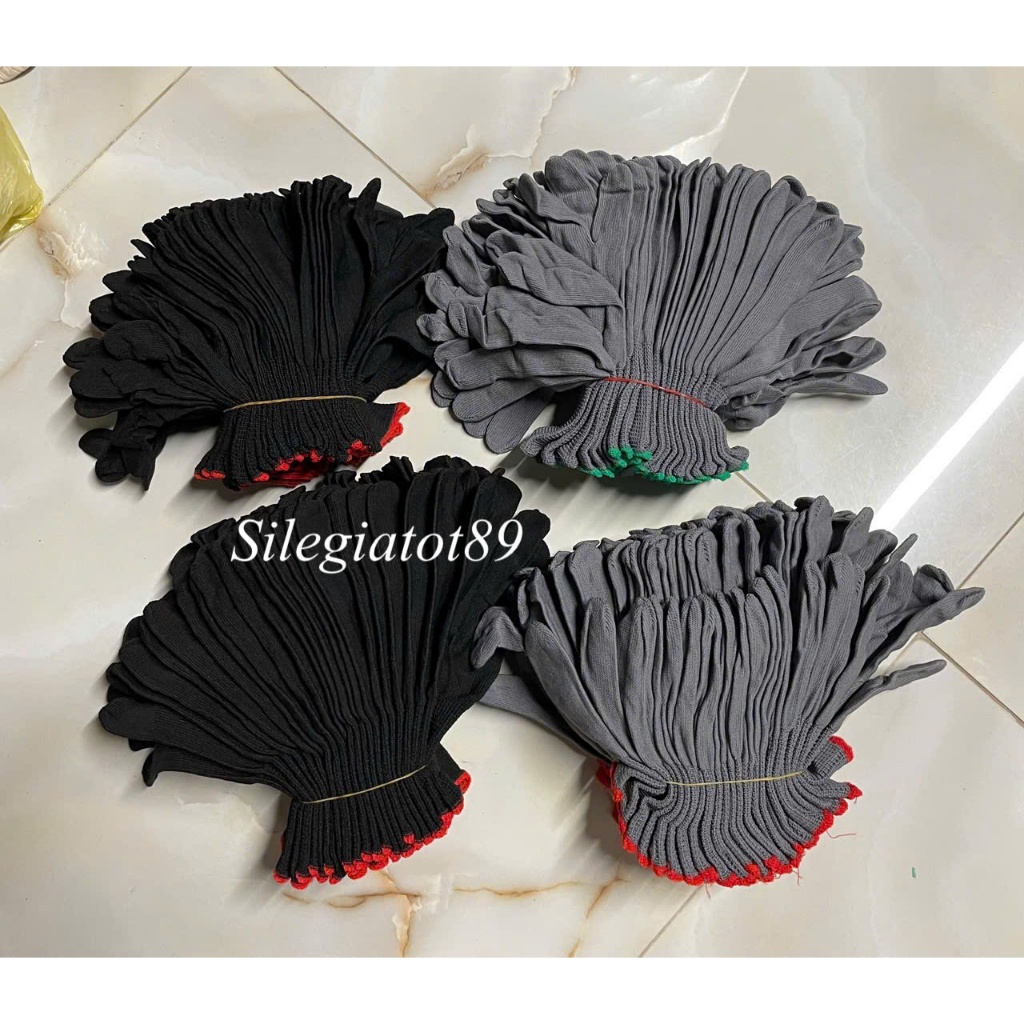 1 bó (12 đôi) găng tay mút màu đen và màu ghi xám giá rẻ