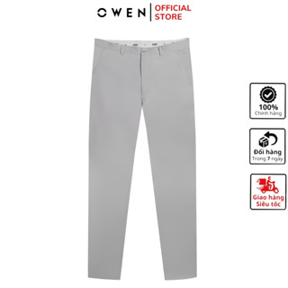 Quần dài kaki nam OWEN QKR251266 khaki công sở cao cấp màu xám nhạt dáng suông chất poly mềm mại co giãn