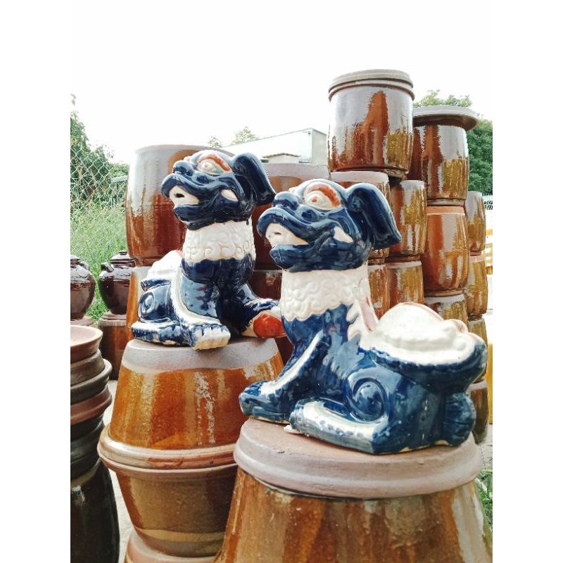 ❤️Một cặp❤️ Kỳ lân gốm, tượng kỳ lân _ linh vật phong thủy, size to 33cm ☘️☘️