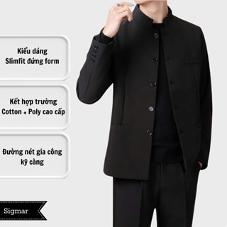 Áo Khoác Vest Nam Cổ Tàu Cao Cấp Phong Cách Trung Hoa Trẻ Trung Thanh Lịch