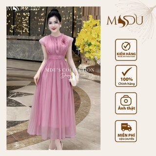 Váy Tơ Vân MDU4302 Thiết Kế Tay Hến Cùng Gam Hồng Quý Phái Từ MDU K36-D4-4