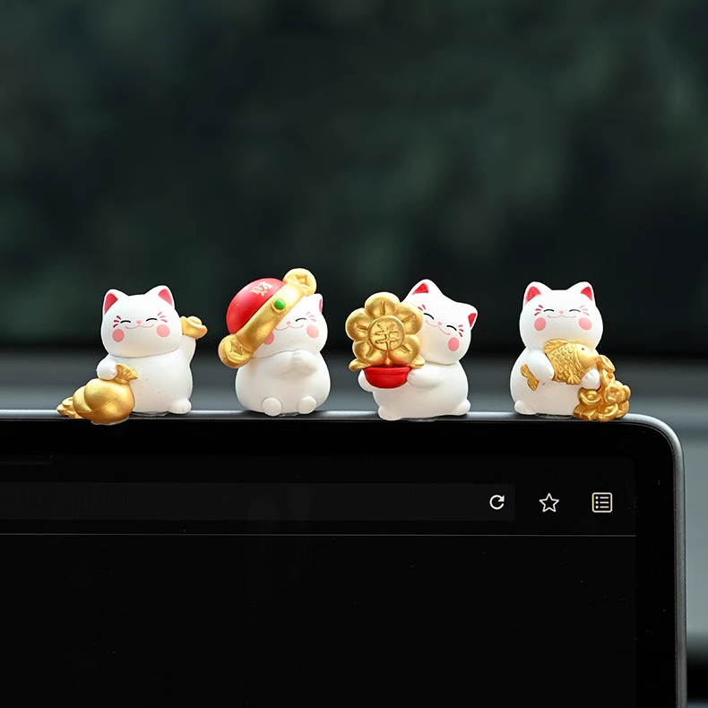 Set 4 mèo thần tài tí hon dễ thương