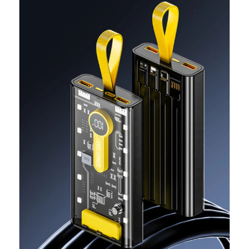 Pin Sạc Dự Phòng Trong Suốt 20000mAh Có Cổng Sạc Nhanh 65w và PD 65W Kèm 4 Đầu Sạc Màn Hình LED - Bả