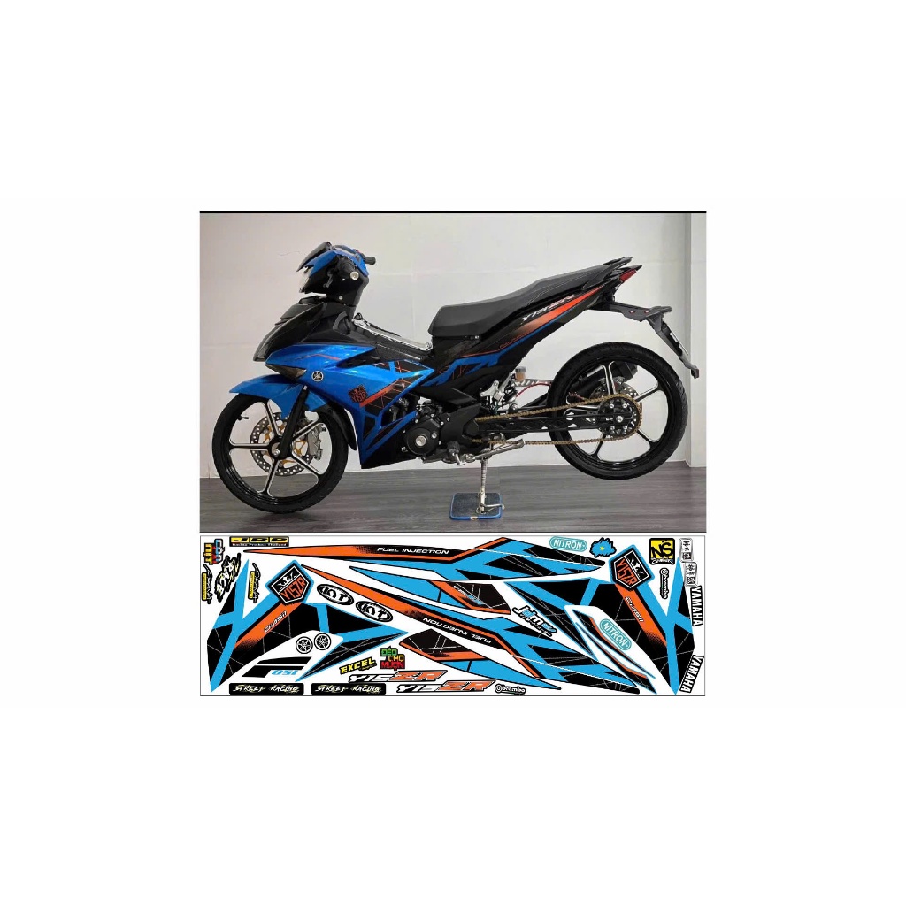 TEM RỜI EXCITER 150 MẪU Y15ZR XANH ĐEN CAM DECAL 3 LỚP ĐỘ BÁM DÍNH CAO