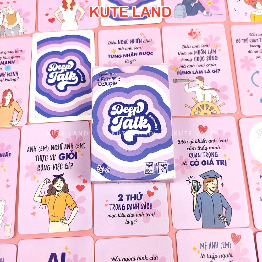 Bộ bài cặp đôi Deep Talk Xanh Relationship - Drinking game dành cho couple cặp đôi CDTV-3-DEEPTALK-X