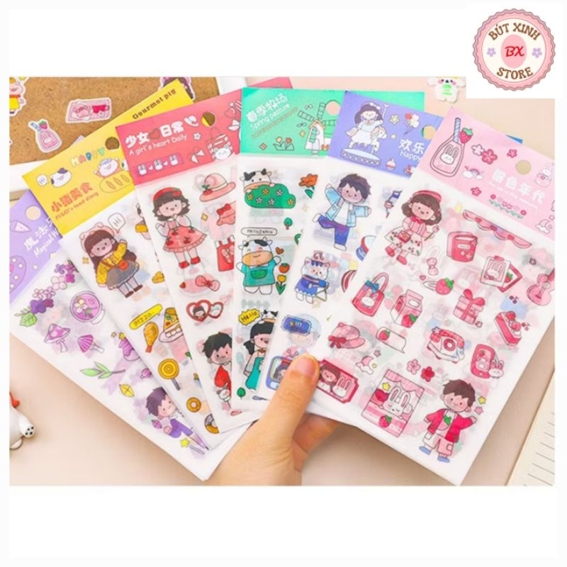 Sticker 4 Tấm Em Bé Nhiều Màu