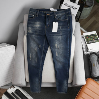 Quần jean nam rách gối cào xước slimfit ôm dáng co giãn hàng vnxk cao cấp