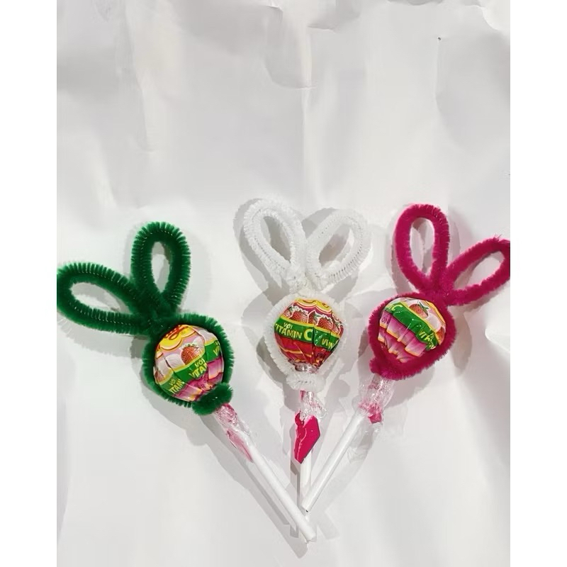 [Sét 10c] Kẹo mút tai thỏ kẽm nhung làm quà tặng cho các bé iu