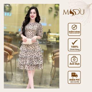Váy thiết kế V1807 Họa tiết bắt mắt, dáng dài xòe nhẹ từ MDU
