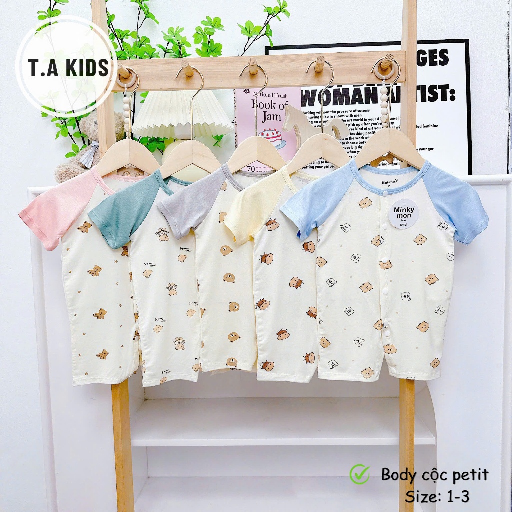 Bộ Body cộc cúc thẳng pha tay màu chất liêu pettit mềm mại cho bé