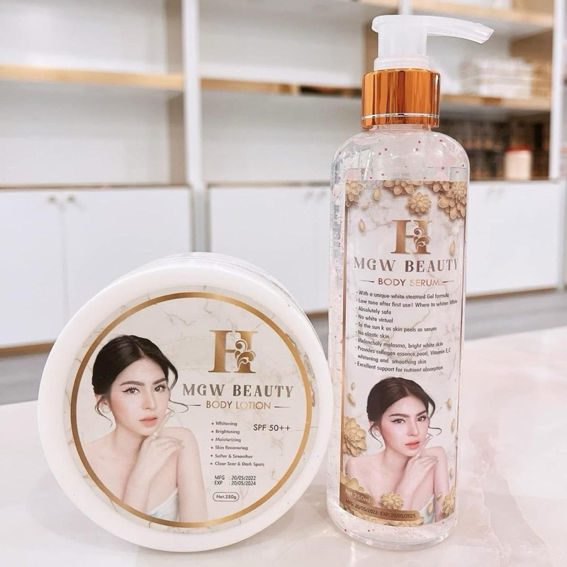 Combo Dưỡng Da Body MGW Magic White Beauty  Kem Dưỡng + Lotion Hỗ Trợ Làm Da Trắng Sáng Mịn Màng X2 