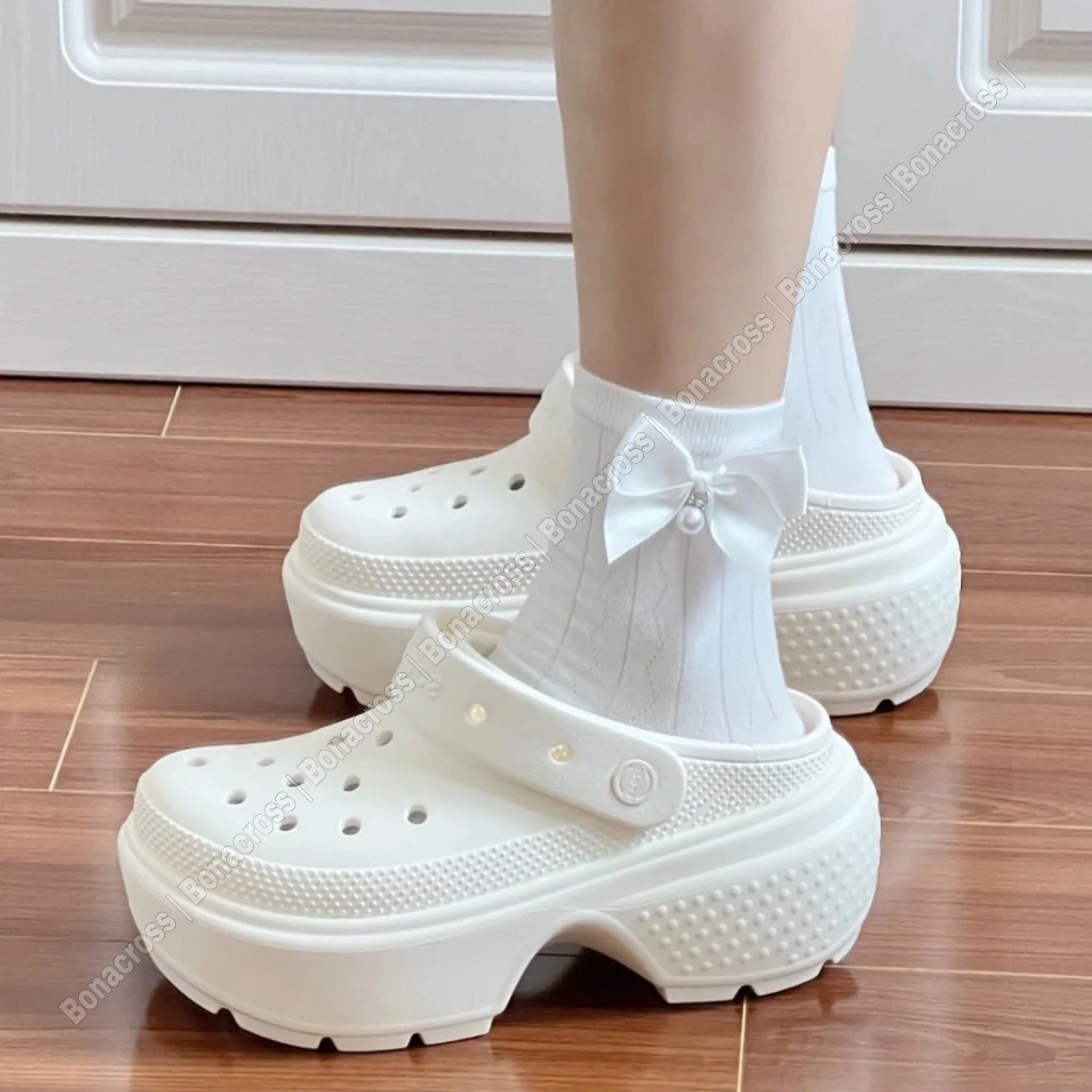 (Full Box) Cross Stomp Clog 7CM - Dép Cross đế cao Nữ 2025
