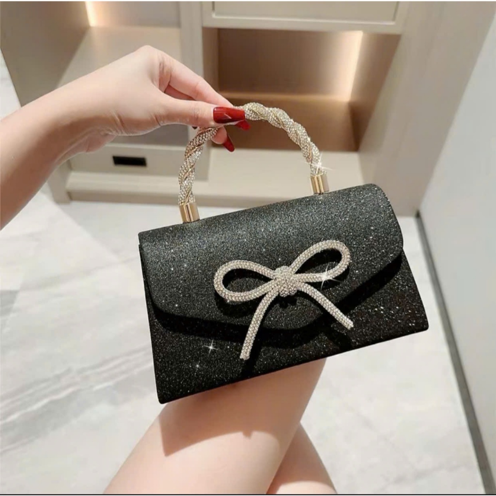 Túi xác nữ đi tiệc cưới đi chơi sang chảnh đính nơ đá lấp lánh,đeo chéo,đeo vai có quai xách - HT089 | BigBuy360 - bigbuy360.vn