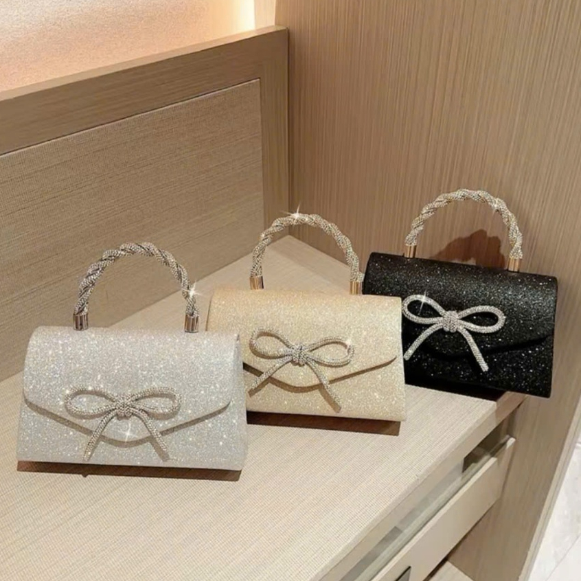 Túi xác nữ đi tiệc cưới đi chơi sang chảnh đính nơ đá lấp lánh,đeo chéo,đeo vai có quai xách - HT089 | BigBuy360 - bigbuy360.vn