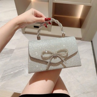 Túi xác nữ đi tiệc cưới đi chơi sang chảnh đính nơ đá lấp lánh,đeo chéo,đeo vai có quai xách - HT089