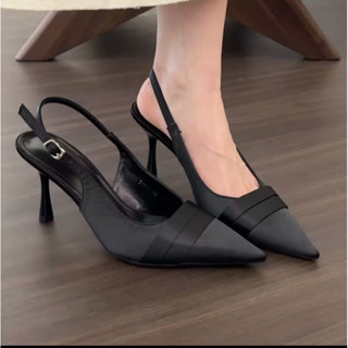 [ HÀNG CÓ SẴN]Size 35->40 Giày cao gót mũi nhọn Lụa cao 5p 7p 9p phân bít mũi bít gót chất liệu Lụa sang trọng —GIAY LỤA