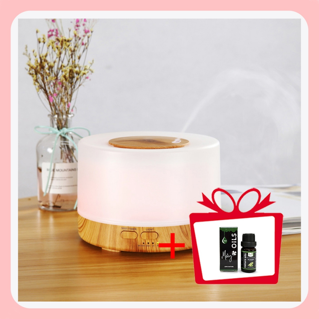 [Size lớn 500ml + Kèm lọ tinh dầu 10ml] Máy Khuếch Tán Tinh Dầu Có REMOTE - Máy Xông Tinh Dầu Chính Hãng