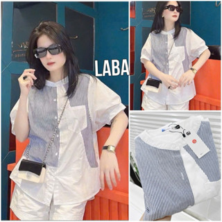Áo Sơ Mi Phối Kẻ Cổ Tàu Laba Lạ Mắt Cá Tính Chất Thô Lụa