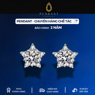  Khuyên Tai Bạc Nữ Ngôi Sao Xi Vàng Trắng Cao Cấp 5 Ly - Thương Hiệu PENDANT - Giấy Kiểm Định KT015 