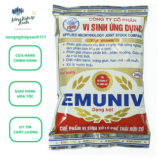 Chế phẩm vi sinh EM Emuniv dùng ủ phân cá, ủ rác thải hữu cơ vi sinh, chuyển hóa phân bón gói 200gr