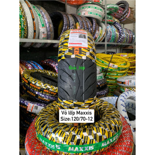 Vỏ lốp Maxxis size 120/70-12 gắn sau Vespa Sprint, trước Vespa GTS. Vỏ không ruột