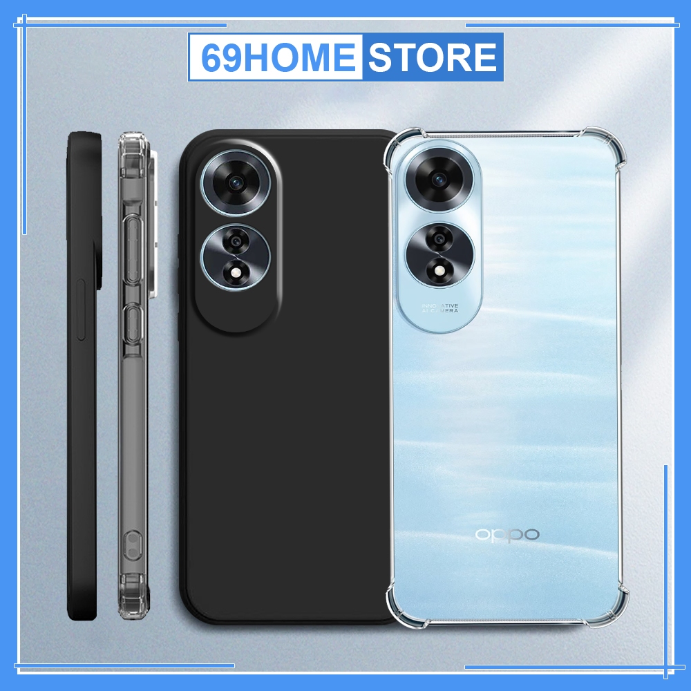 Ốp lưng Oppo A60 chống sốc, trong suốt, bảo vệ camera