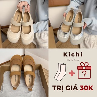 Giày sandal nữ KICHI đế bằng (CÓ SẴN) chống trơn quai dán giày jeep mũi tròn basic đi học đi làm