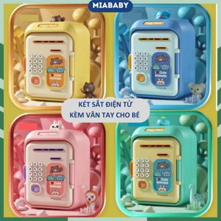 Đồ chơi két sắt mini đựng tiền mở khóa bằng vân tay và mật khẩu cho bé có nhạc và hình dễ thương Miababy