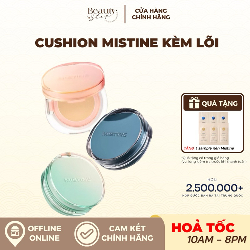(HOẢ TỐC) Cushion Phấn Nước MISTINE Kèm Lõi Refill Lâu Trôi, Kháng Nước, Nhẹ Nhàng Trên Da Soft Matt