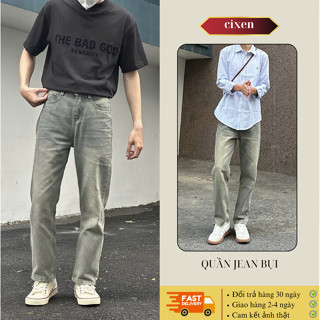 Quần jean nam ống suông wash Màu Bụi rêu Cạp cao hack dáng, quần jean bò dài streetwear đủ size [QD2]