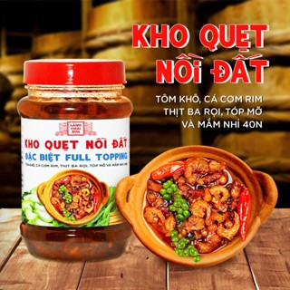 Kho quẹt nồi đất Làng Chài Xưa 250g thơm ngon đặc biệt full topping tôm khô, cá cơm rim, thịt ba rọi, tốp mỡ mắm nhỉ