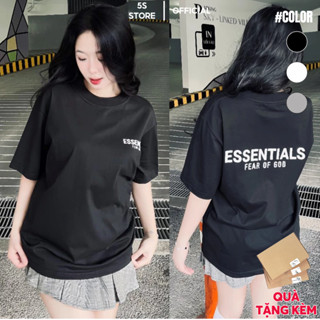 ( Tặng Kèm Hộp ) Áo thun Tay Lỡ nam nữ ESSENTIALS by 5T Shop Chất Cotton Lạnh co giãn 2 Chiều ,Mềm Mịn Thoáng Mát